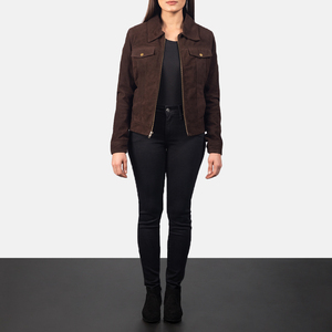Manteau en daim teint de qualité supérieure pour femmes avec doublure en laine, doux et élégant, pour l'automne/hiver, style décontracté urbain - Product Image 6