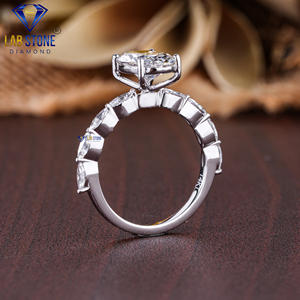 Lab-Stone 3.63 TDW Bague en or blanc avec diamants taille ovale et marquise Élégance classique Couleur EF-VS - Product Image 5