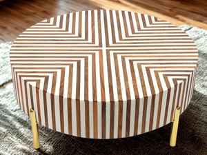 Consola con incrustaciones de hueso hechas a mano de primera calidad, mesa de centro de diseño moderno elegante con características ajustables para la escuela o hogares elegantes - Product Image 5