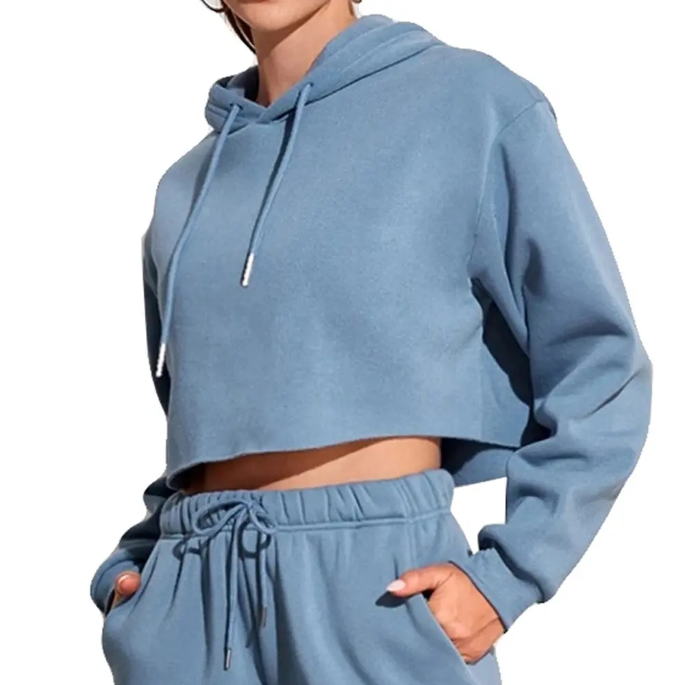 Disponible Crop Top Hoodie pour les femmes de la meilleure qualité Multi couleurs personnalisé surdimensionné pull à capuche classique polaire dames capuche