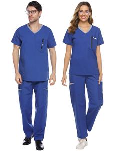 2025 Unisex Cotton Hospital Scrub <b>Sets</b> Summer Medical Nursing Suits Canvas Uniforms Factory Wholesale - Product Image 1