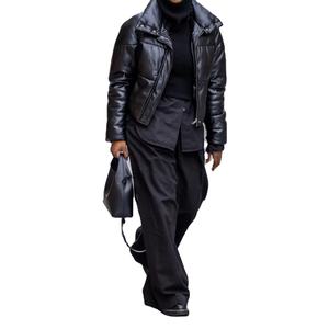 Abrigo de piel de serpiente de invierno al por mayor, de alta calidad, unisex, a la moda, ajustado, con cuello redondo, con capucha, estilo motero, ecológico, ropa urbana - Product Image 3