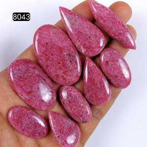 Lot de cabochons ovales en rhodonite 100 % naturelle, faits à la main, couleurs mélangées, pour la fabrication de bijoux, en vrac, magnifiques, aux vertus curatives, certifiés par des tiers, vente en gros OEM - Product Image 3