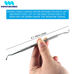 Kit de pédicure et de soins des pieds en acier inoxydable Innovamed : lime à ongles incarnés double face et curettes - Product Image 6