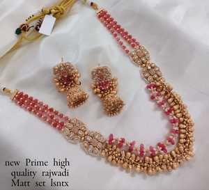 Unique Premium Quality Collection <b>Pearl</b> Work & Kundan Studded <b>Pearl</b> <b>Drop</b> Copper Long <b>Necklace</b> Jewellery With Earring Set Women - Product Image 1
