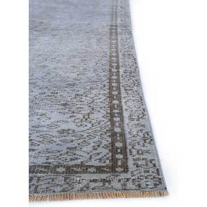 Tapis en laine gris et noir vintage noué à la main, grand format, motif médaillon rectangulaire Pae-634, pour la maison, le couloir, l'entrée - Tapis 9x12 - Product Image 4