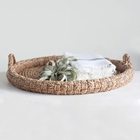 Panier en jonc de mer tressé de style attrayant le plus vendu plateau/panier en jonc de mer/plateau alimentaire décoratif