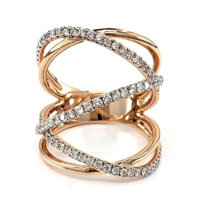 Precio de fábrica Joyería Maravilloso Anillo de lujo redondo de diamantes reales de oro rosa de platino de alta calidad para mujer - Product Image 1