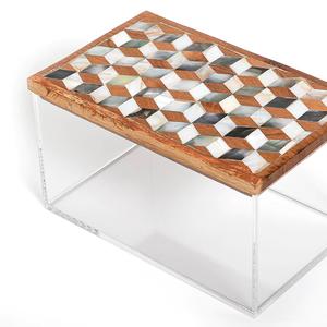 Boîte de rangement rectangulaire en acrylique de style arabe faite à la main de haute qualité, élégante, avec couvercle en bois clair incrusté de nacre, décoration de mariage - Product Image 2