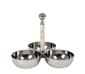 Creative Five Decorative Serving <b>Bowls</b> Attached In A Golden Leafy Stem Home & Restaurant Serving <b>Silver</b> Finishing Round <b>Bowl</b> Set - Product Image 2