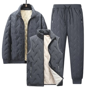 Ensemble de survêtement décontracté pour homme, hiver, uni, doublé en polaire, respirant, écologique, coupe-vent, survêtement de sport - Product Image 4