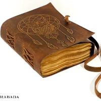 Hibou en relief Design Grimoire sort carnet de croquis en cuir véritable signet collège poésie Journal Deckle papier 7x5