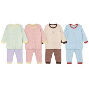 JALBEBE <b>Baby</b> <b>Button</b> Loungewear Set Long Sleeve Soft Ribbed 100% Cotton Infant Top and Pants Two Piece Wholesale - Product Image 1