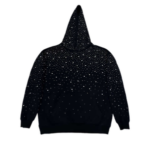 Sweat à capuche zippé personnalisé pour homme, en molleton épais, style streetwear, noir, avec strass, écologique, respirant, pour l'automne - Product Image 5