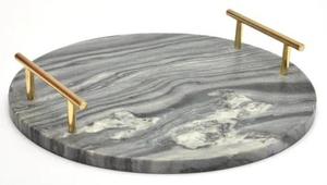 Articles de cadeaux de Noël en marbre de forme rectangulaire couleur blanc et gris plateau de service Table décorer dîner fête et ustensiles de cuisine utilisés - Product Image 4