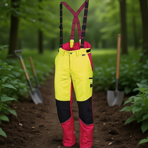 Comfort Size 54 Forestry Protective Trousers Neon Yellow/<b>Red</b> Garden <b>Gloves</b> & Gear - Product Image 3