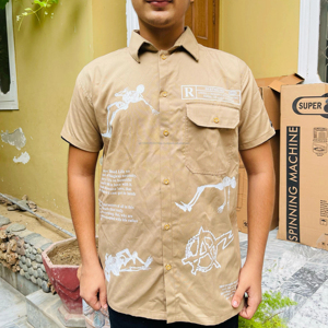 Customized Lightweight Button-Up <b>Men's</b> Summer Casual Style T-<b>Shirts</b> <b>Skull</b> Pattern Printed Knitted Fabric Street Wears - Product Image 3