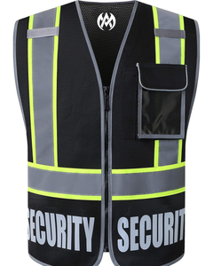 Chaleco DE SEGURIDAD reflectante de alta visibilidad para hombres y mujeres Reversible con 5 bolsillos Malla con cremallera frontal para seguridad de uso exterior - Product Image 1