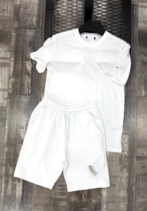 Mens Black T Shirt and Shorts <b>Set</b> Summer Casual Two Piece Outfit Soft Breathable Fabric Elastic Waist Short Sleeve Minimal Stree - Product Image 4