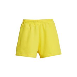 กางเกงขาสั้นผ้าเทอร์รี่ระบายอากาศสำหรับผู้หญิง สีเหลือง พิมพ์โลโก้ตามสั่ง เอวยางยืด แห้งเร็ว มีกระเป๋า สไตล์ลำลองแบบคาร์โก้ - Product Image 1