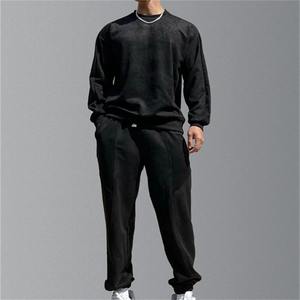 Survêtement d'été grande taille pour hommes pull à col roulé pantalon décontracté entraînement sportif 100% coton respirant marque personnalisée - Product Image 6