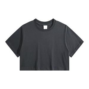 Camisa corta de algodón 100% de alta calidad para mujer, ropa informal de moda de verano transpirable teñida Lisa personalizada - Product Image 6