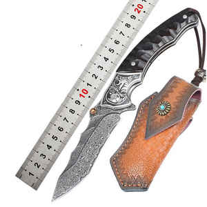 Couteau de poche en coquille d'ormeau de Collection haut de gamme en acier damas EDC couteau pliant de Camping en plein air avec lames remplaçables - Product Image 4