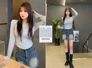 HOOR Haut court côtelé à manches longues pour femme, coupe ajustée, avec poche latérale froncée, doux et extensible, style coréen, taille unique, 5 couleurs - Product Image 6