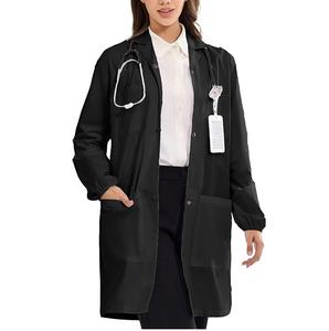 Robe de soins infirmiers en coton sergé noir sur mesure, faible MOQ, robe de laboratoire longue, blouse médicale de qualité supérieure, blouses de médecin - Product Image 1
