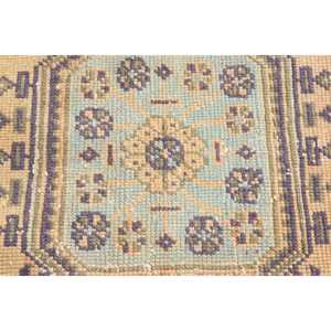 Alfombra vintage de 2.9x10.3 pies, alfombra turca, alfombra con motivos de plantas y árboles azules - Product Image 5