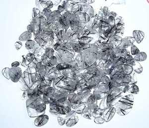 ธรรมชาติสีดํา Rutile ควอตซ์อัญมณีหลวม cabochon ผสมขนาดและรูปร่างจํานวนมากคริสตัล Cabochon สําหรับขายคริสตัลธรรมชาติ - Product Image 1