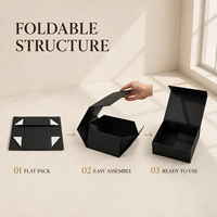 Boîtes cadeaux pliables en carton rigide noir mat de luxe avec logo personnalisé de qualité supérieure, fermeture magnétique, emballage vide