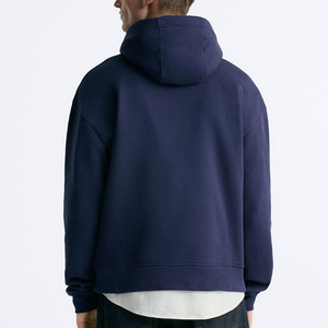 Sweat à capuche en éponge française pour hommes avec logo personnalisé en gros poids lourd 100% coton uni surdimensionné pour l'hiver - Product Image 4