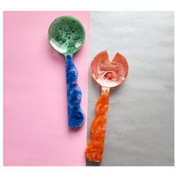 Juego de Cucharas de Resina Hechas a Mano, Estilo Americano, Ecológicas y Creativas, Color Ámbar, para Servir Ensaladas, 12 Pulgadas, para Hotel/Restaurante/Hogar, con Logotipo Personalizado