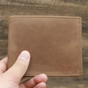 OEM et ODM Portefeuille vintage en cuir véritable avec blocage RFID et fermeture à pli Broderie Design minimaliste pour hommes - Product Image 2