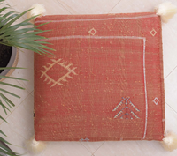 Orange Cactus Soie Tapis Coussin De Sol Glands À La Main Traditionnel Marocain Poufs Carré Ottoman Décor À La Maison En Plein Air Hôtel Boho
