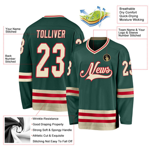 Maillots de hockey sur glace OEM conçus avec un tissu flexible offrant un ajustement confortable et des performances athlétiques fiables – Vente en gros - Product Image 4