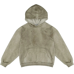 Sudaderas con capucha desgastadas vintage de poliéster y algodón 100% de alta calidad de fabricante personalizado para hombre, sudaderas bordadas - Product Image 1