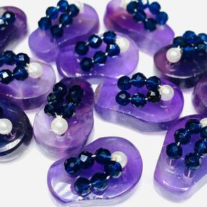 รองเท้าแตะอเมทิสต์ธรรมชาติ1คู่รองเท้าแตะอัญมณีแกะสลักด้วยมือเครื่องรางอัญมณีแกะสลักทรงหลวมหินอเมทิสต์ - Product Image 2