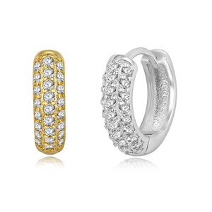 Eh1585 Cá Tính Sụn Piercing Huggie Đồ Trang Sức Mỹ 925 Sterling Bạc Cổ Điển Đầy Đủ Zircon Vòng Hoop Bông Tai Cho Phụ Nữ - Product Image 1