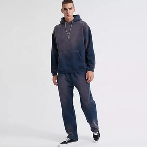 100% coton personnalisé lavage à l'acide respirant unisexe survêtements ensemble hommes en gros lourd Logo personnalisé Pus taille survêtement - Product Image 6