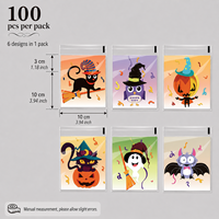 Sacs d'emballage transparents en OPP pour Halloween, sacs à bonbons imprimés amusants pour biscuits, chocolat, collations et ambiance festive