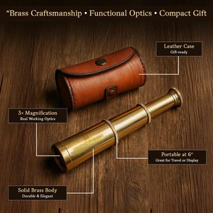 Telescopio de mano de latón macizo, catalejo pirata de 6 pulgadas con estuche de cuero, telescopio de bolsillo náutico, regalo coleccionable marítimo - Product Image 4