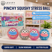 Balle anti-stress souple à grands yeux et grande bouche, à rebond lent, remplie de paillettes, jouet sensoriel pour apaiser et calmer les mains au quotidien