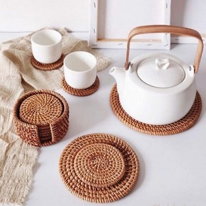 Support créatif design unique fait à la main herbe de mer naturelle sous-verres en osier tapis de Table décoratifs mariage herbe de mer Table en osier - Product Image 6