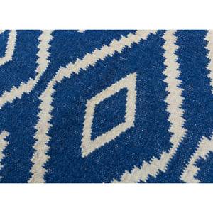 พรมขนสัตว์เบดูอินสีน้ำเงินแบบสองด้าน ทอลายเรียบพร้อมลวดลายเรขาคณิตสำหรับตกแต่งบ้าน-SDWL-148 - Product Image 3