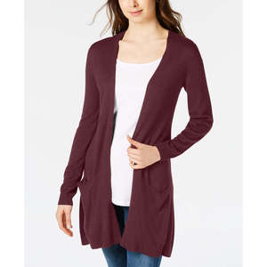 Cardigan en jersey pour femme Maison Jules, taille XX-Large, ouvert sur le devant, long et élégant, couleur bordeaux - Product Image 1