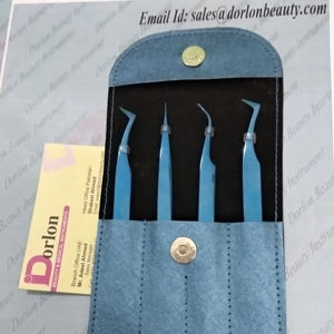 Pince à cils Plasma bleue professionnelle pince à cils en acier inoxydable pince à épiler pointue semi incurvée pour l'extension des cils - Product Image 1