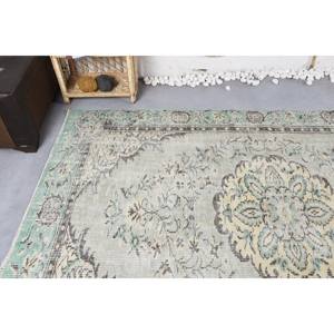 Alfombra turca Vintage de área grande de 5,4x8,6 pies, diseño clásico de retazos verde y Beige, látex de lana hecho a mano para decoración de habitación de pasillo - Product Image 5