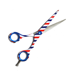 Ciseaux de coiffure professionnels pour salon de beauté avec anneau en caoutchouc fantaisie, lame en acier inoxydable, pointe de coupe personnalisée avec revêtement en papier - Product Image 1